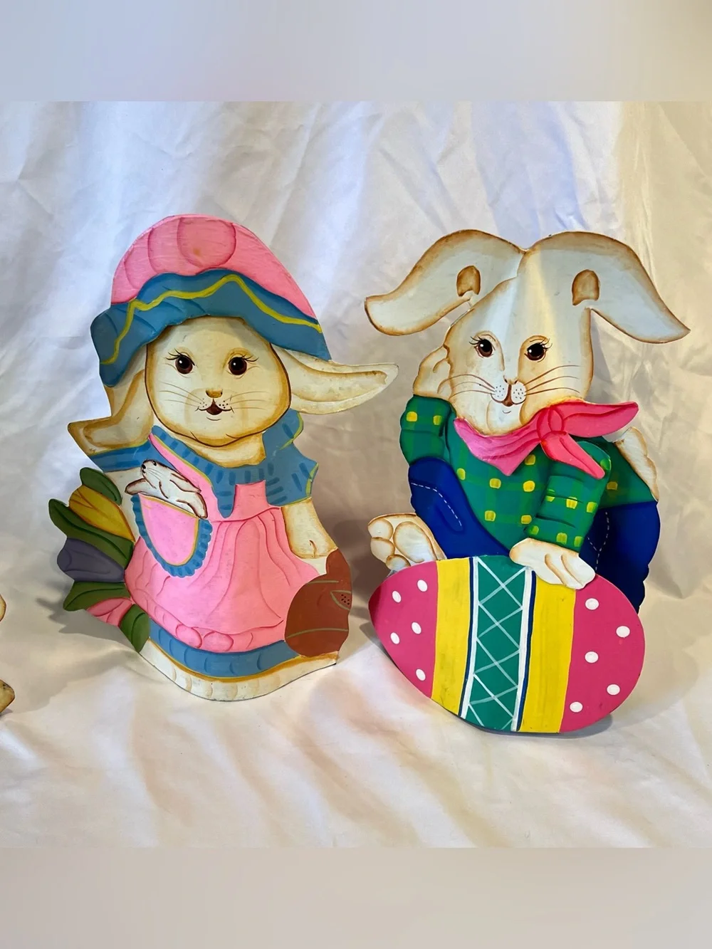 Vintage 1999 Easter Bunny Figurines Set of 4 Hand Painted Decor